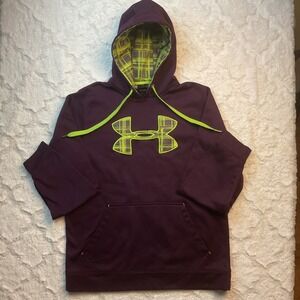 Under Armour Hoodie Pullover Big‎ Logo Activewear Purple Green Medium